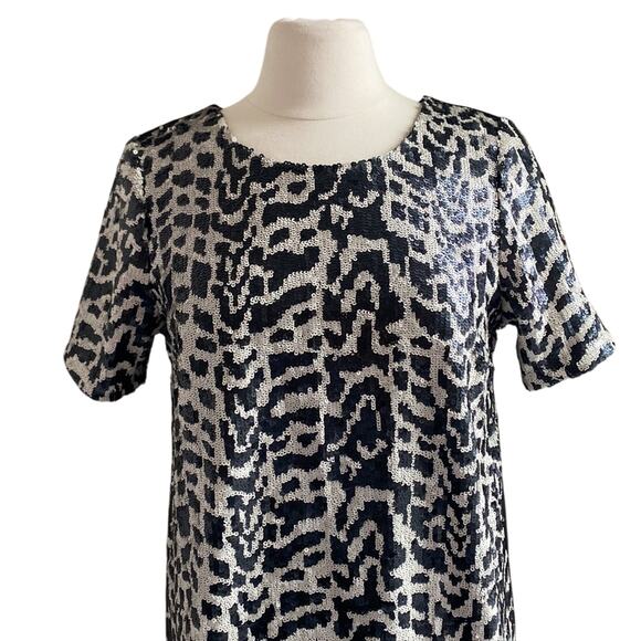 JOA LOS ANGELES Sequin Mini Dress Womens Sz Medium White Leopard Jungle - Picture 3 of 12